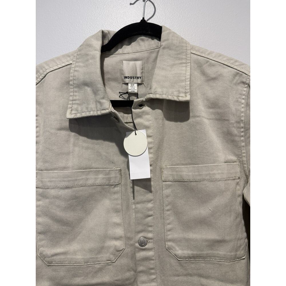 Unisex Industry Republic Clothing Taupe Denim Jacket Button Up Cotton Utility S - Picture 2 of 9